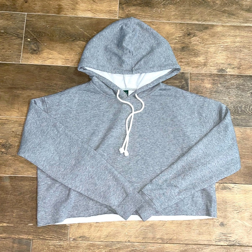 Grey cropped oversized hoodie